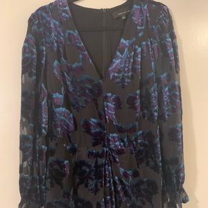 Adelyn Rae floral crush velvet romper